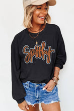 Load image into Gallery viewer, Black Spooky Rhinestone Drop Shoulder Graphic Sweatshirt