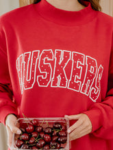 Load image into Gallery viewer, Nebraska Huskers Polka Dot Puff Wknd Mock Neck Sweatshirt