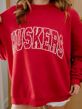 Load image into Gallery viewer, Nebraska Huskers Polka Dot Puff Wknd Mock Neck Sweatshirt