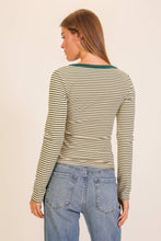 Load image into Gallery viewer, Sammie Asymmetrical Stripe Button Detail Top
