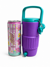 Load image into Gallery viewer, SKINNY Purple and Teal 12 oz Can Cooler with Handle