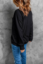 Load image into Gallery viewer, Black Spooky Rhinestone Drop Shoulder Graphic Sweatshirt