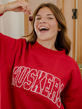 Load image into Gallery viewer, Nebraska Huskers Polka Dot Puff Wknd Mock Neck Sweatshirt