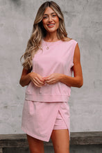 Load image into Gallery viewer, Luxury Mineral Wash Cotton Tank Top Lined Split Skirt Set

