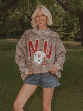 Load image into Gallery viewer, Nebraska Huskers Helmet Camo Mock Neck Sweatshirt
