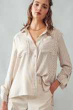Load image into Gallery viewer, Relaxed Fit Vertical Striped Rayon Button Down Shirt: LEMON / S-2/M-2/L-2
