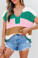 Load image into Gallery viewer, Colorblock Notched V-Neck Sweater T-Shirt
