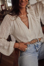 Load image into Gallery viewer, Crochet Lace Button V-neck Knit Sweater Blouse
