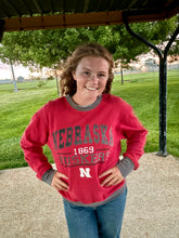 Load image into Gallery viewer, 1869 RED W/ GREY BORDER PULLOVER (Women’s Medium)
