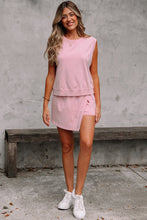 Load image into Gallery viewer, Luxury Mineral Wash Cotton Tank Top Lined Split Skirt Set
