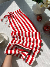 Load image into Gallery viewer, Red &amp; White Striped Wide-Leg Lightweight Pants
