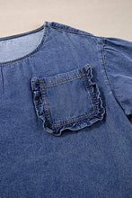 Load image into Gallery viewer, Cotton Denim Frilled Boho Pocket Top
