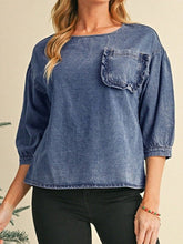Load image into Gallery viewer, Cotton Denim Frilled Boho Pocket Top
