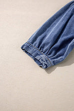 Load image into Gallery viewer, Cotton Denim Frilled Boho Pocket Top
