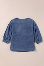 Load image into Gallery viewer, Cotton Denim Frilled Boho Pocket Top
