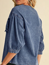 Load image into Gallery viewer, Cotton Denim Frilled Boho Pocket Top
