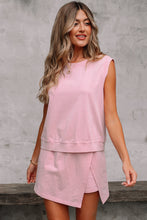 Load image into Gallery viewer, Luxury Mineral Wash Cotton Tank Top Lined Split Skirt Set
