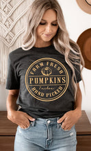 Load image into Gallery viewer, Farm Fresh Pumpkins Circle Graphic Tee

