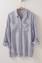 Load image into Gallery viewer, Relaxed Fit Vertical Striped Rayon Button Down Shirt: LEMON / S-2/M-2/L-2
