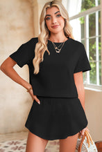 Load image into Gallery viewer, Luxury Cropped Tee and Ruffle High Waist Skort Set
