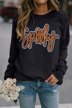 Load image into Gallery viewer, Black Spooky Rhinestone Drop Shoulder Graphic Sweatshirt
