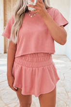 Load image into Gallery viewer, Luxury Cropped Tee and Ruffle High Waist Skort Set
