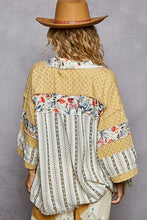 Load image into Gallery viewer, POL Raw Edge Open Front Patchwork Cardigan with Floral Trim
