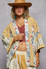 Load image into Gallery viewer, POL Raw Edge Open Front Patchwork Cardigan with Floral Trim
