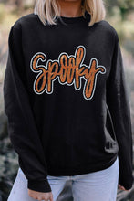 Load image into Gallery viewer, Black Spooky Rhinestone Drop Shoulder Graphic Sweatshirt
