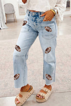 Load image into Gallery viewer, Game Day Patched Jeans
