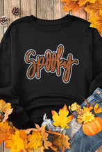 Load image into Gallery viewer, Black Spooky Rhinestone Drop Shoulder Graphic Sweatshirt
