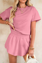Load image into Gallery viewer, Luxury Cropped Tee and Ruffle High Waist Skort Set
