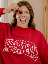 Load image into Gallery viewer, Nebraska Huskers Polka Dot Puff Wknd Mock Neck Sweatshirt
