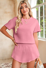 Load image into Gallery viewer, Luxury Cropped Tee and Ruffle High Waist Skort Set
