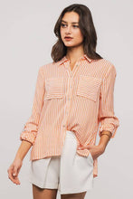 Load image into Gallery viewer, Relaxed Fit Vertical Striped Rayon Button Down Shirt: LEMON / S-2/M-2/L-2
