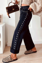 Load image into Gallery viewer, Jojo Waisted Studded Wide Leg Jeans
