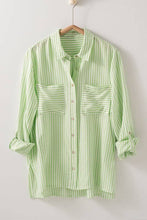 Load image into Gallery viewer, Relaxed Fit Vertical Striped Rayon Button Down Shirt: LEMON / S-2/M-2/L-2
