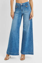 Load image into Gallery viewer, RISEN Full Size Mid Rise Wide Front Patch Pocket Jeans Plus Size
