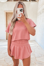 Load image into Gallery viewer, Luxury Cropped Tee and Ruffle High Waist Skort Set
