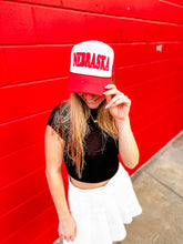 Load image into Gallery viewer, Nebraska Red &amp; White Trucker Hat

