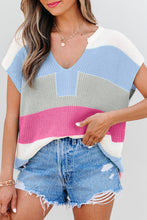 Load image into Gallery viewer, Colorblock Notched V-Neck Sweater T-Shirt
