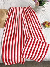 Load image into Gallery viewer, Red &amp; White Striped Wide-Leg Lightweight Pants

