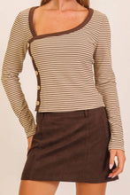 Load image into Gallery viewer, Sammie Asymmetrical Stripe Button Detail Top
