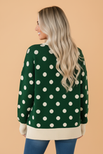 Load image into Gallery viewer, Polka Dot Colorblock Ribbed Trim Tunic Sweater
