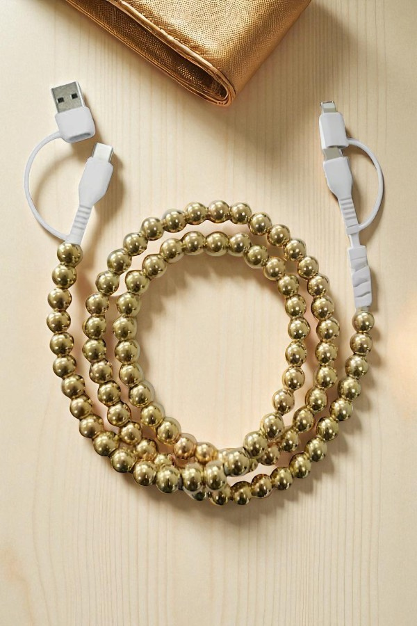 ETA 8/22 - Updated Gold Beaded Cord Phone Charger