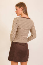 Load image into Gallery viewer, Sammie Asymmetrical Stripe Button Detail Top
