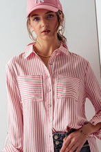 Load image into Gallery viewer, Relaxed Fit Vertical Striped Rayon Button Down Shirt: LEMON / S-2/M-2/L-2
