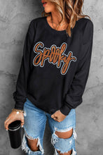 Load image into Gallery viewer, Black Spooky Rhinestone Drop Shoulder Graphic Sweatshirt
