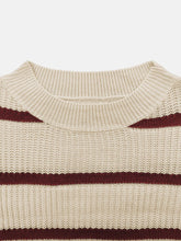 Load image into Gallery viewer, Contrast Color Block Striped Off Shoulder Sweater: White_R / M
