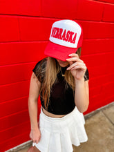 Load image into Gallery viewer, Nebraska Red &amp; White Trucker Hat
